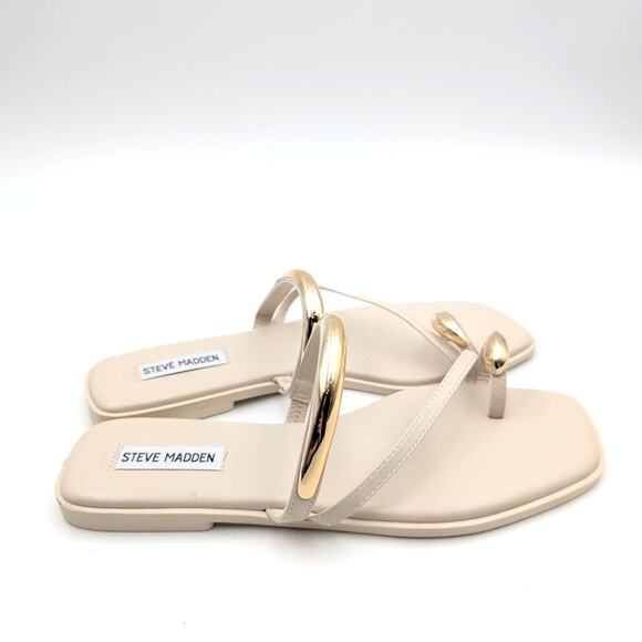 Steve Madden Arley Flip Flop Sandals Women's Beige/Gold Size US10M EU41 - Picture 3 of 10